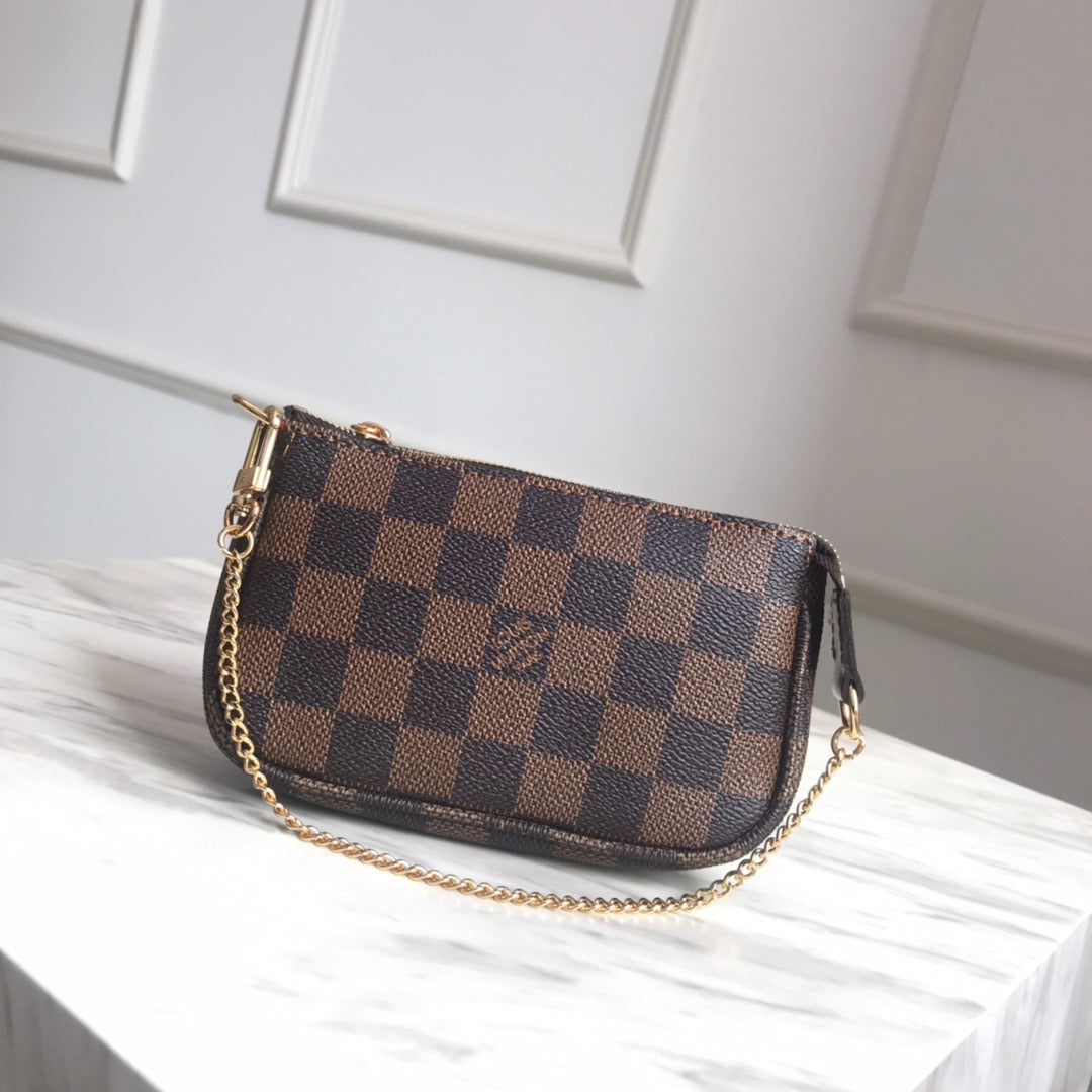 Louis Vuitton Micro Pochette Accessories With Brown Checkerboard