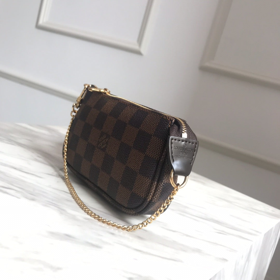 Louis Vuitton Micro Pochette Accessories With Brown Checkerboard