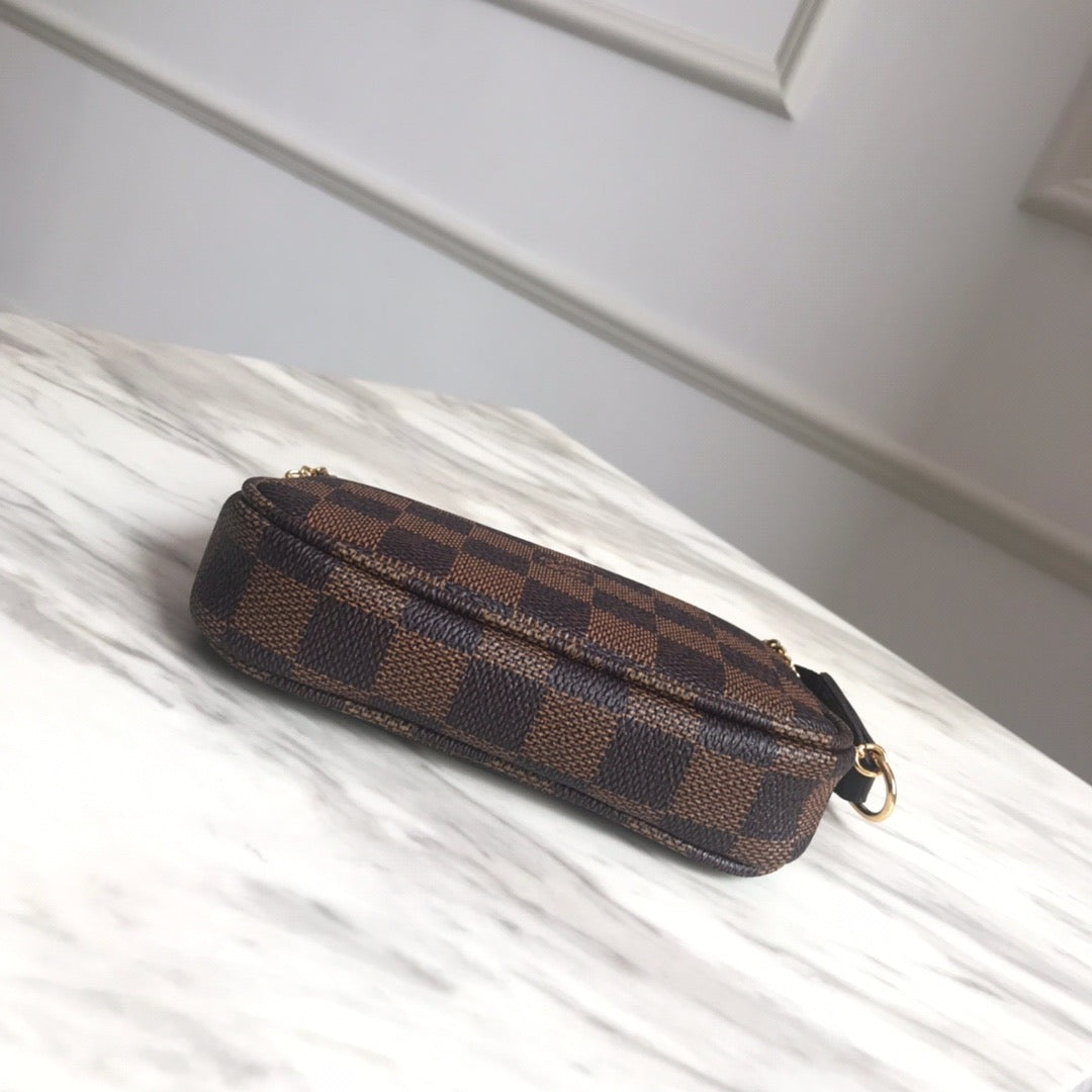 Louis Vuitton Micro Pochette Accessories With Brown Checkerboard