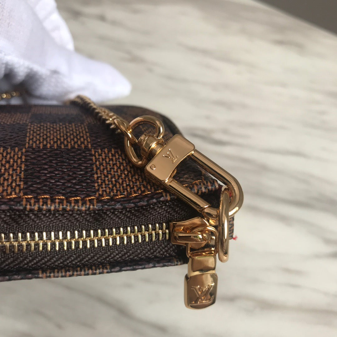 Louis Vuitton Micro Pochette Accessories With Brown Checkerboard