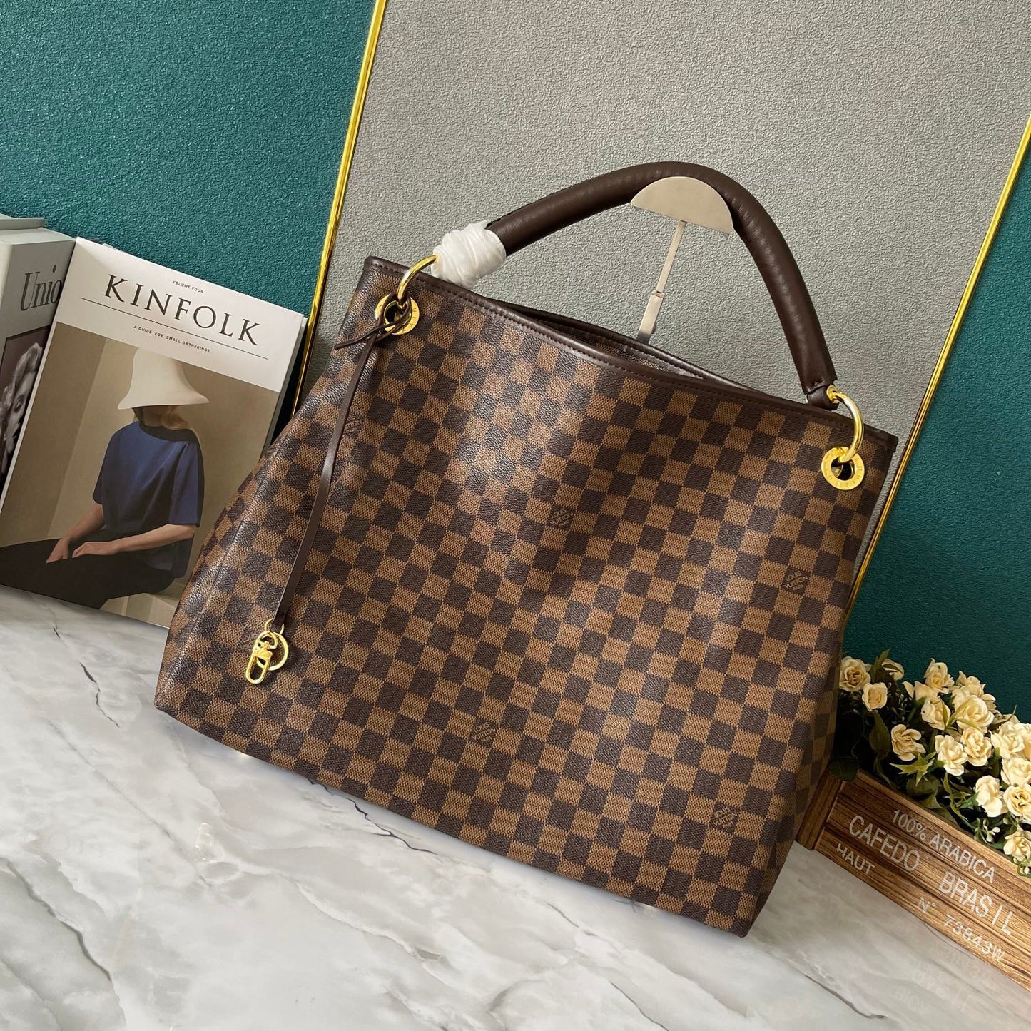 Louis Vuitton Artsy Brown Checkerboard Empreinte Leather Shoulder Bag