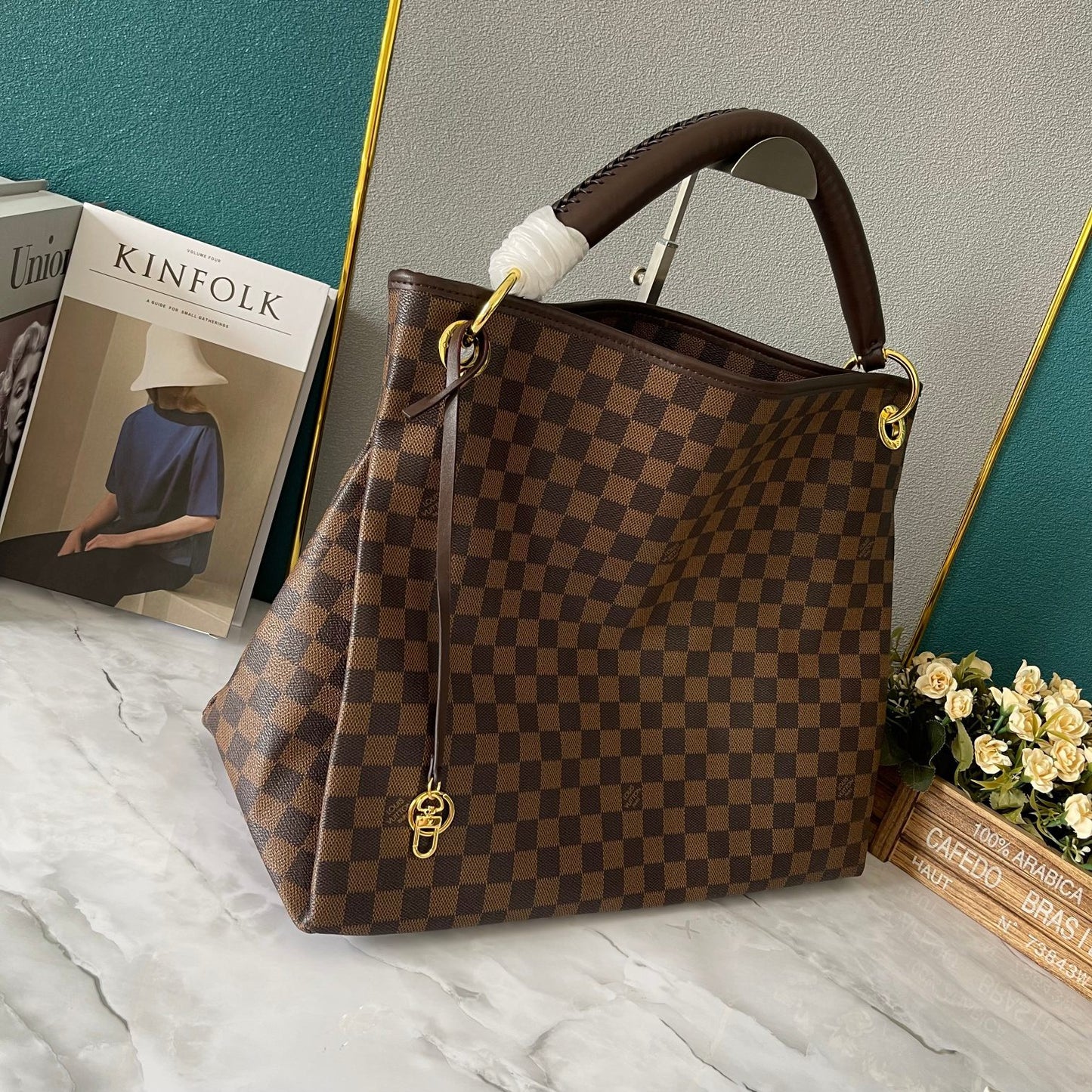 Louis Vuitton Artsy Brown Checkerboard Empreinte Leather Shoulder Bag