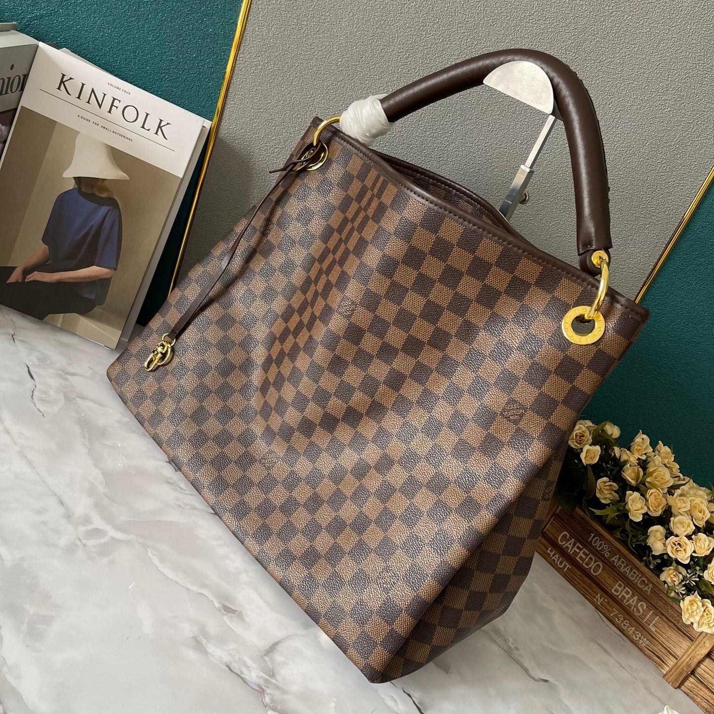 Louis Vuitton Artsy Brown Checkerboard Empreinte Leather Shoulder Bag