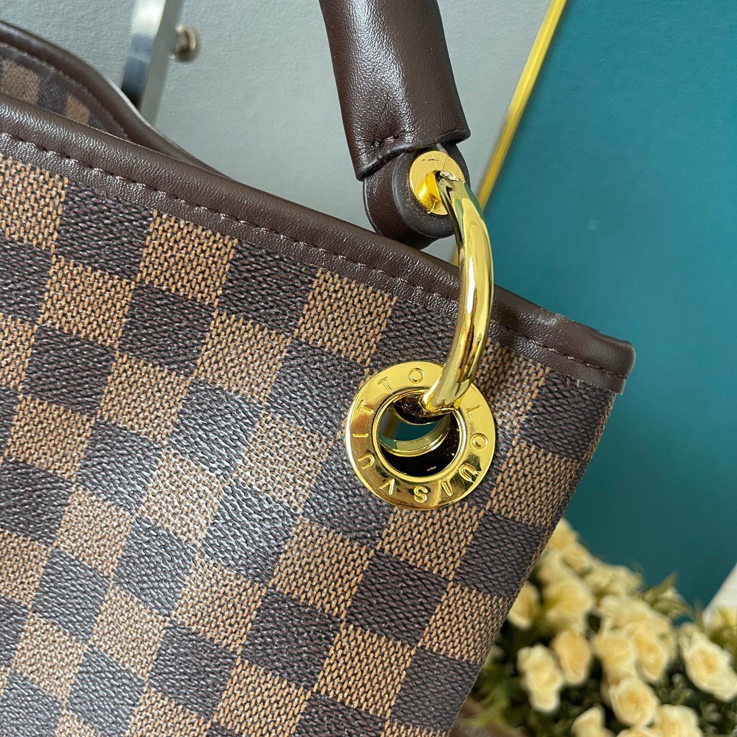 Louis Vuitton Artsy Brown Checkerboard Empreinte Leather Shoulder Bag