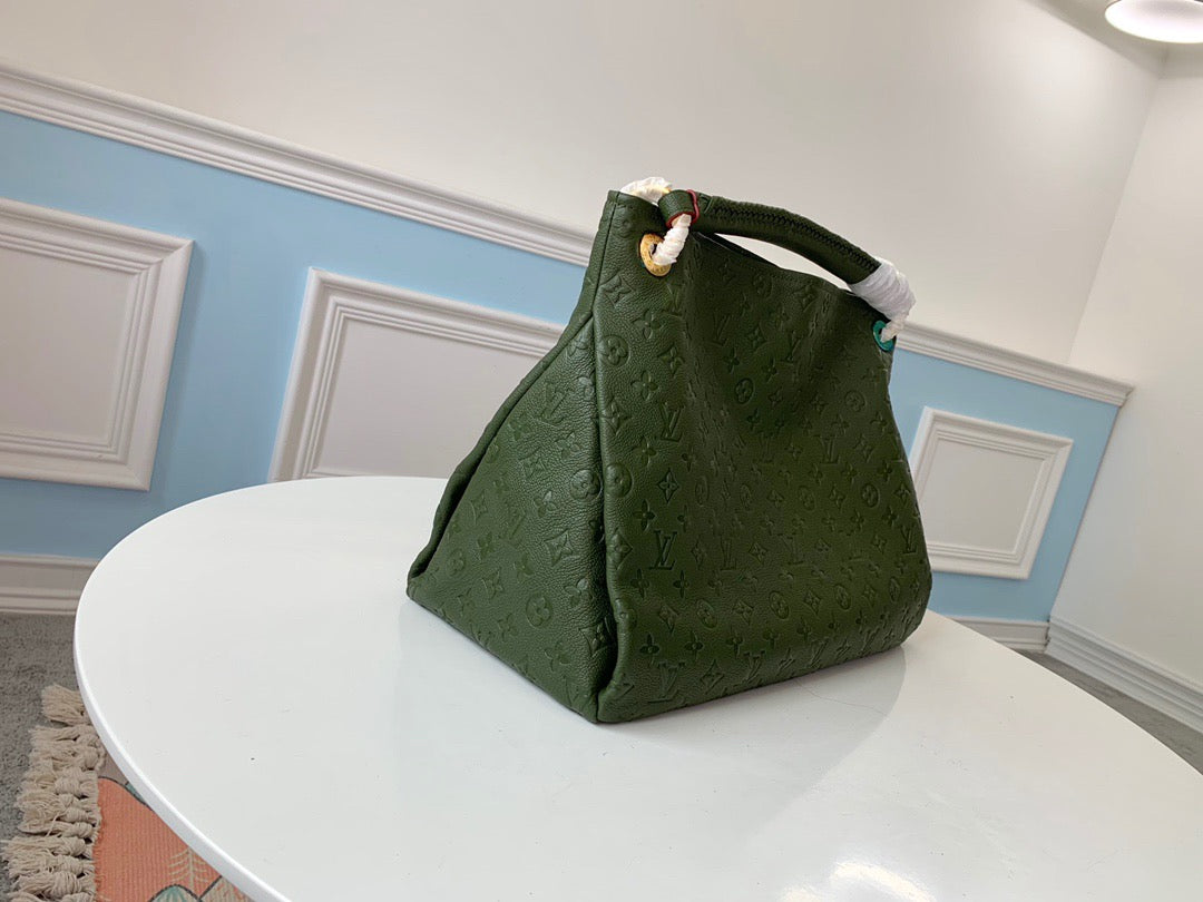 Louis Vuitton Artsy Dark Green Empreinte Leather Shoulder Bag