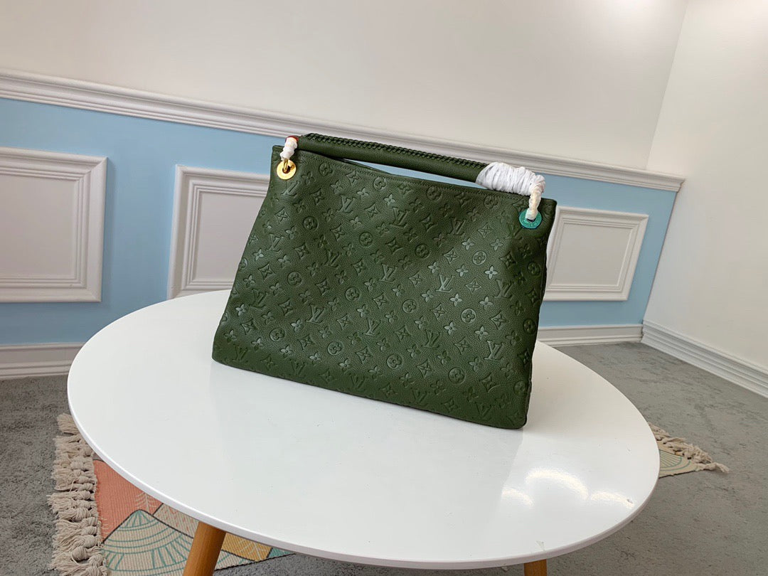 Louis Vuitton Artsy Dark Green Empreinte Leather Shoulder Bag