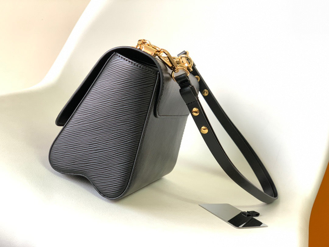 Louis Vuitton Twist Pouch In Black Epi Leather With Gold Chain