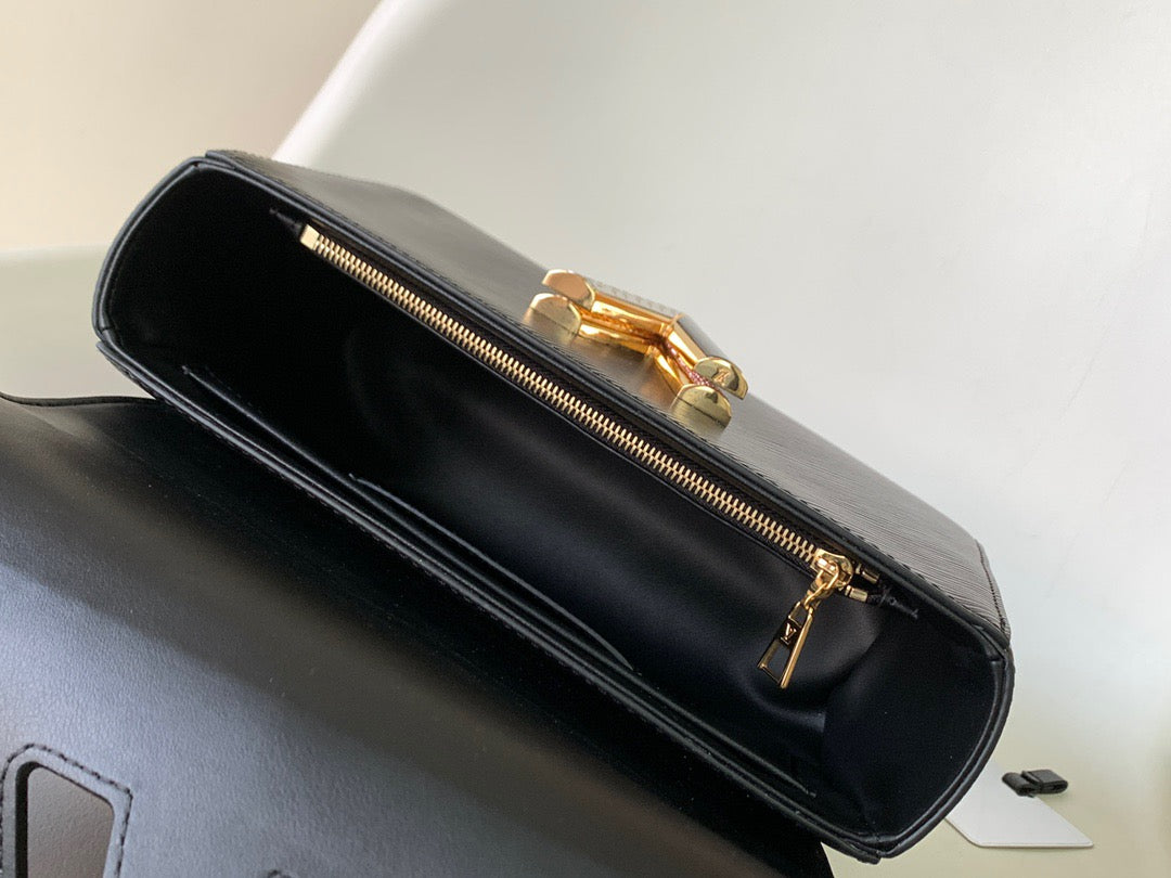 Louis Vuitton Twist Pouch In Black Epi Leather With Gold Chain