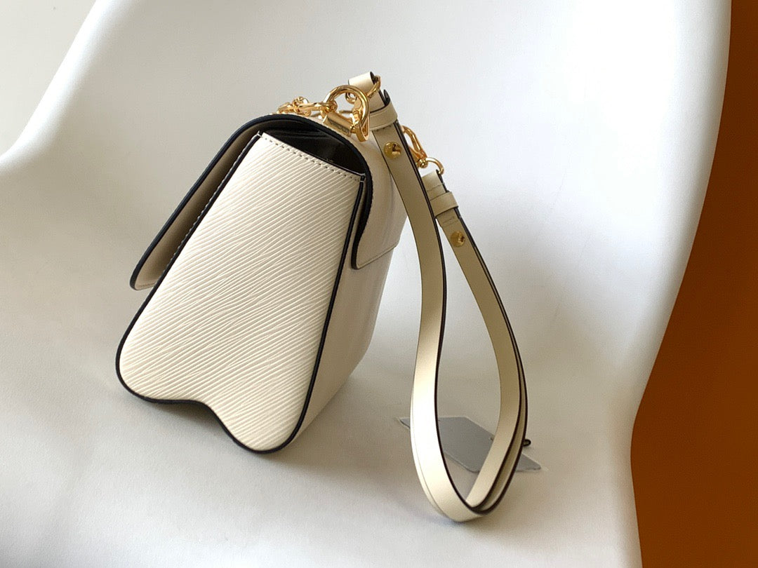 Louis Vuitton Twist Pouch In Beige Epi Leather With Gold Chain