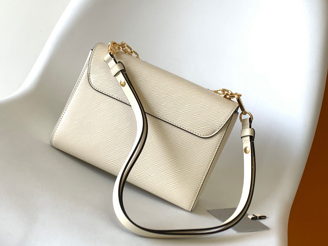 Louis Vuitton Twist Pouch In Beige Epi Leather With Gold Chain