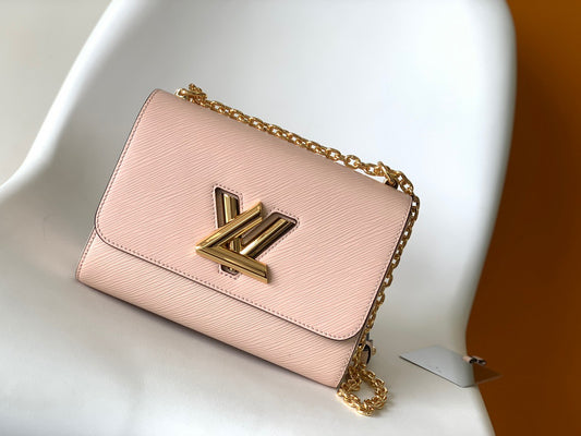 Louis Vuitton Twist Pouch In Pink Epi Leather With Gold Chain