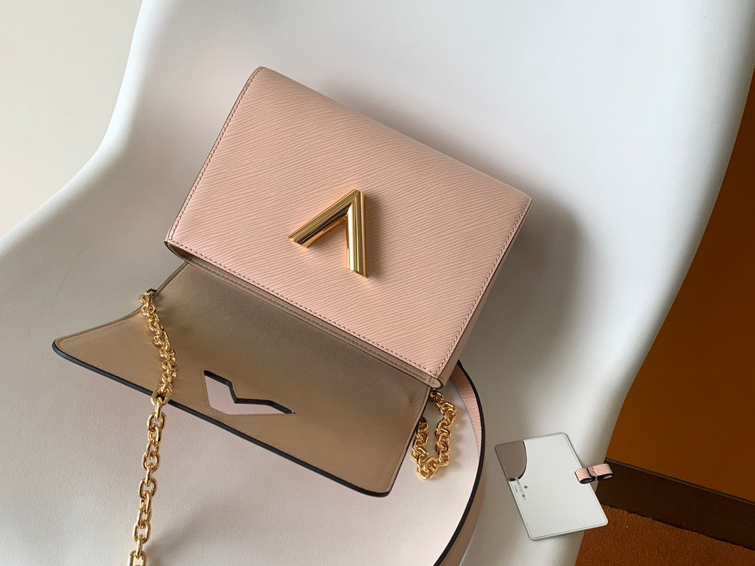 Louis Vuitton Twist Pouch In Pink Epi Leather With Gold Chain