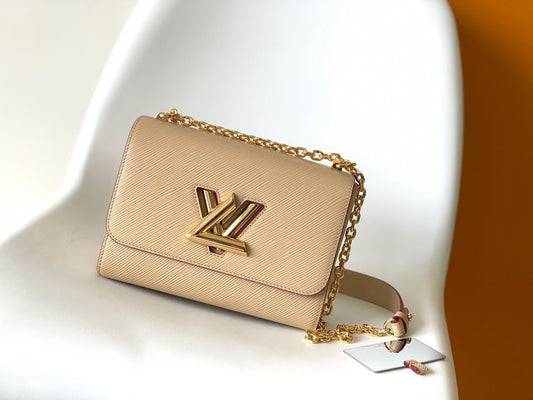 Louis Vuitton Twist Pouch In Nude Color Epi Leather With Gold Chain