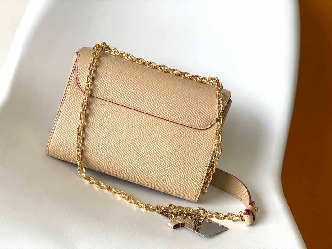 Louis Vuitton Twist Pouch In Nude Color Epi Leather With Gold Chain