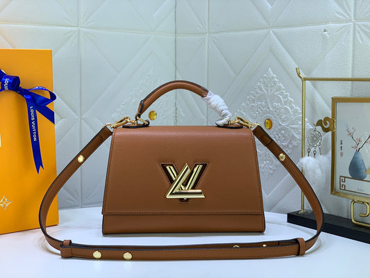 Louis Vuitton Twist Pouch In Gold Brown Epi Leather With Handle