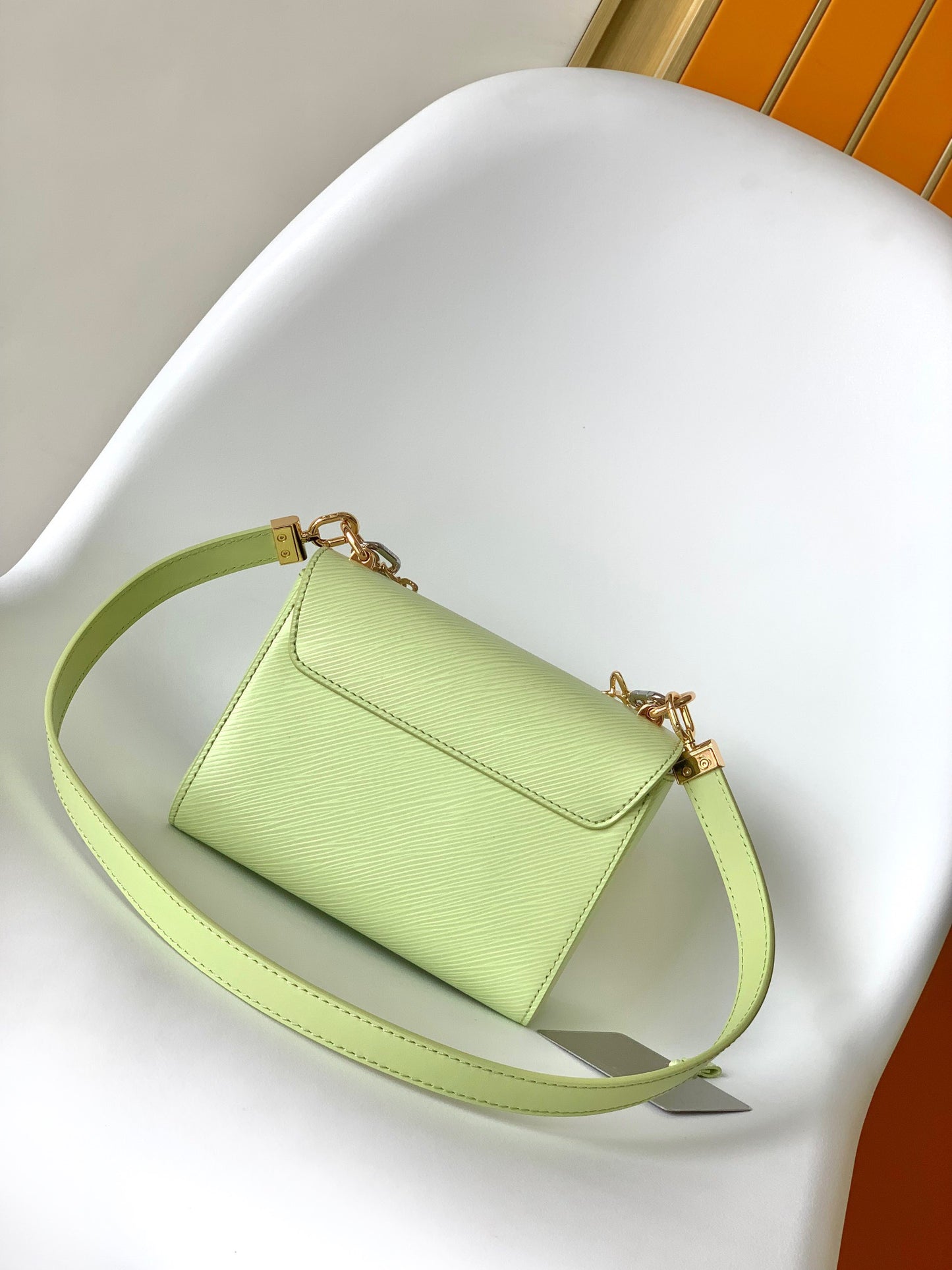 Louis Vuitton Twist Pouch In In Avocado Green Epi Leather With Gold Chain