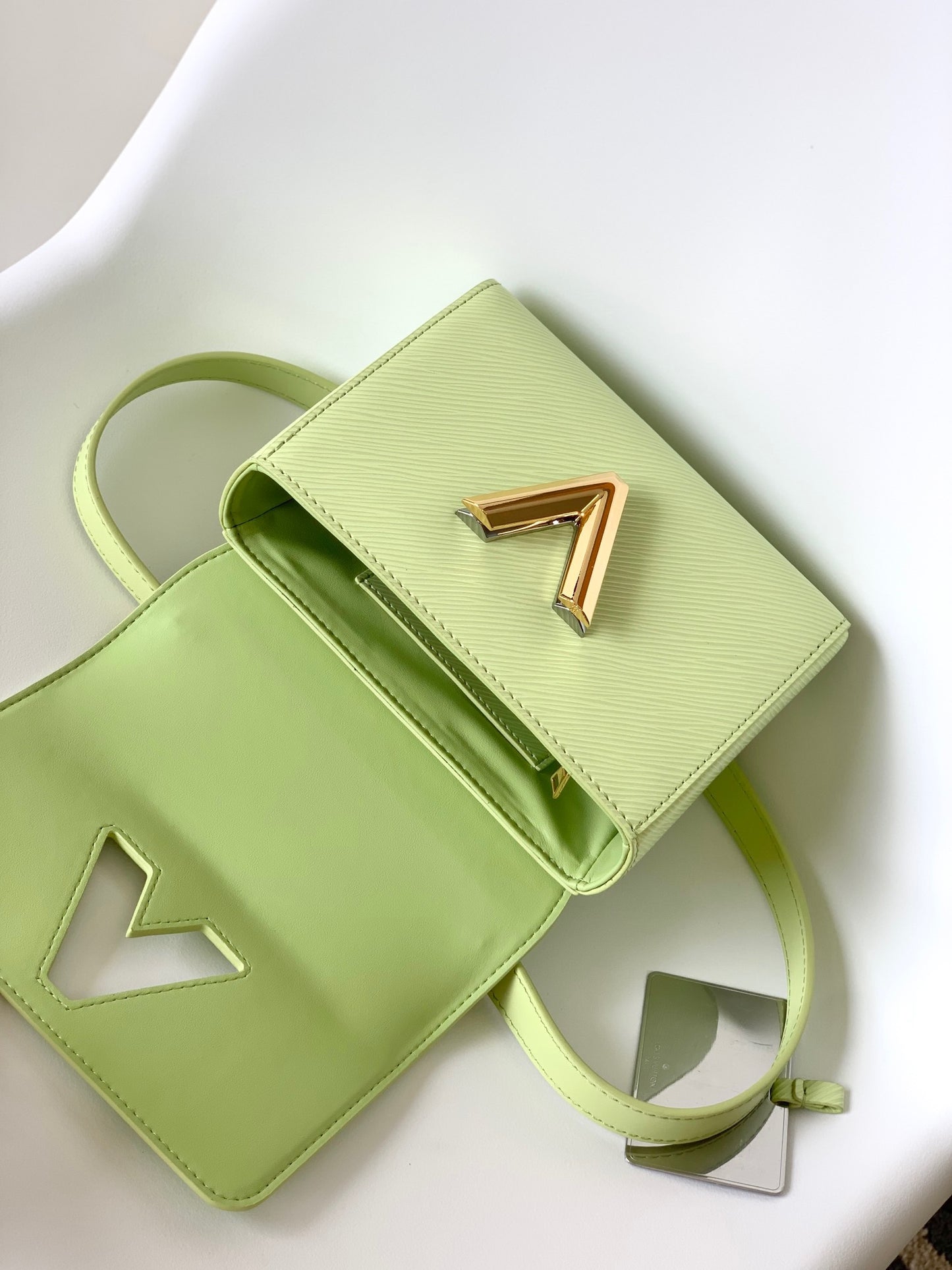 Louis Vuitton Twist Pouch In In Avocado Green Epi Leather With Gold Chain