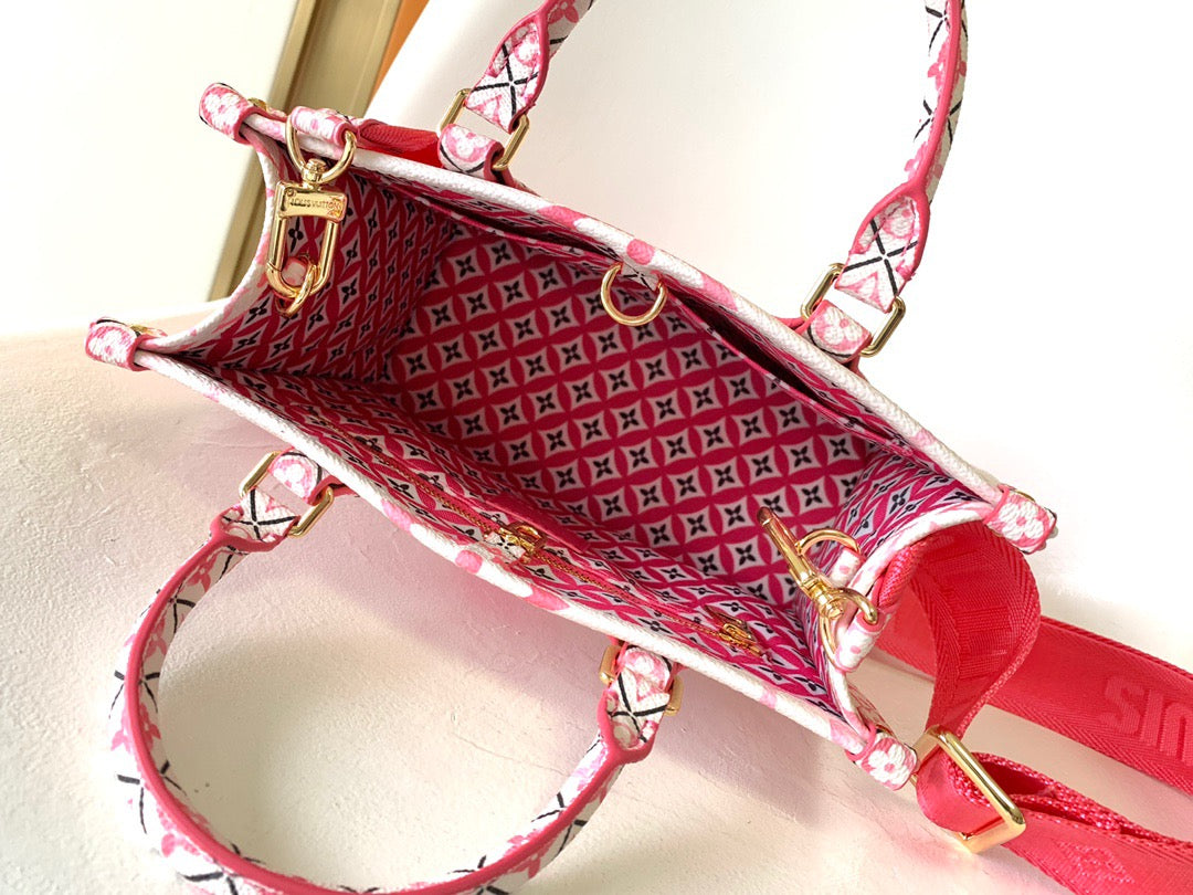 Louis Vuitton Onthego Bags In Pink Embossed Canvas