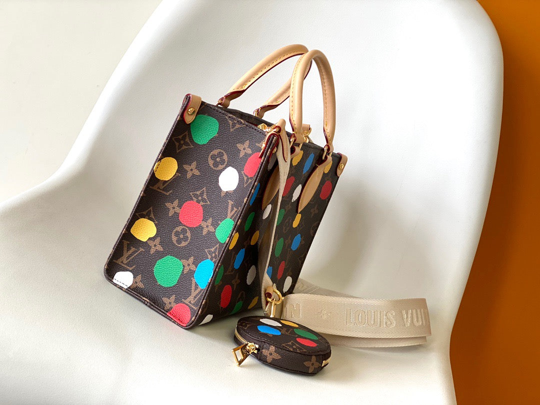 Louis Vuitton Onthego Bags With Wave Dot Presbyopia Silk Screen Printing