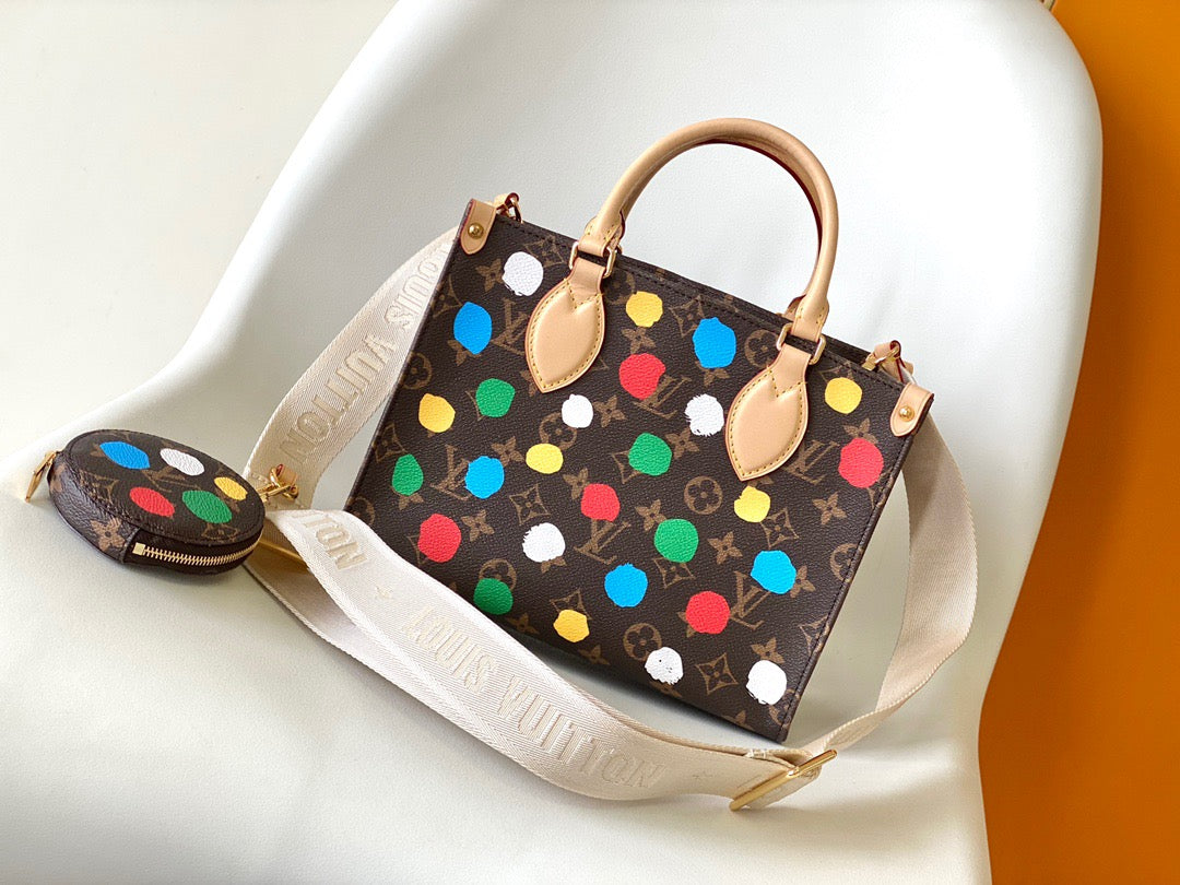 Louis Vuitton Onthego Bags With Wave Dot Presbyopia Silk Screen Printing