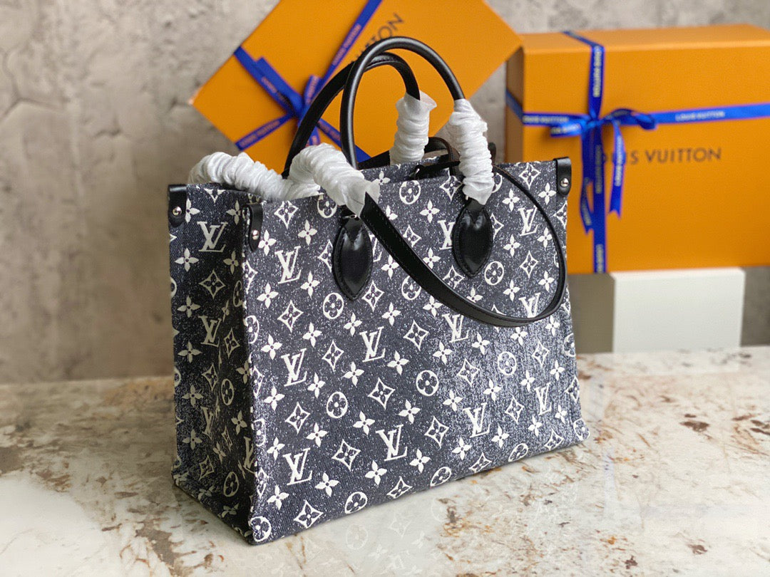 Louis Vuitton Onthego Handbags In Black And Gray Gradient Denim