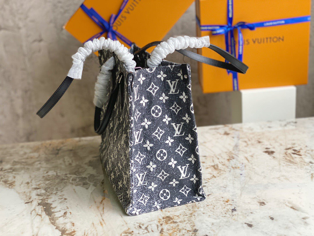 Louis Vuitton Onthego Handbags In Black And Gray Gradient Denim