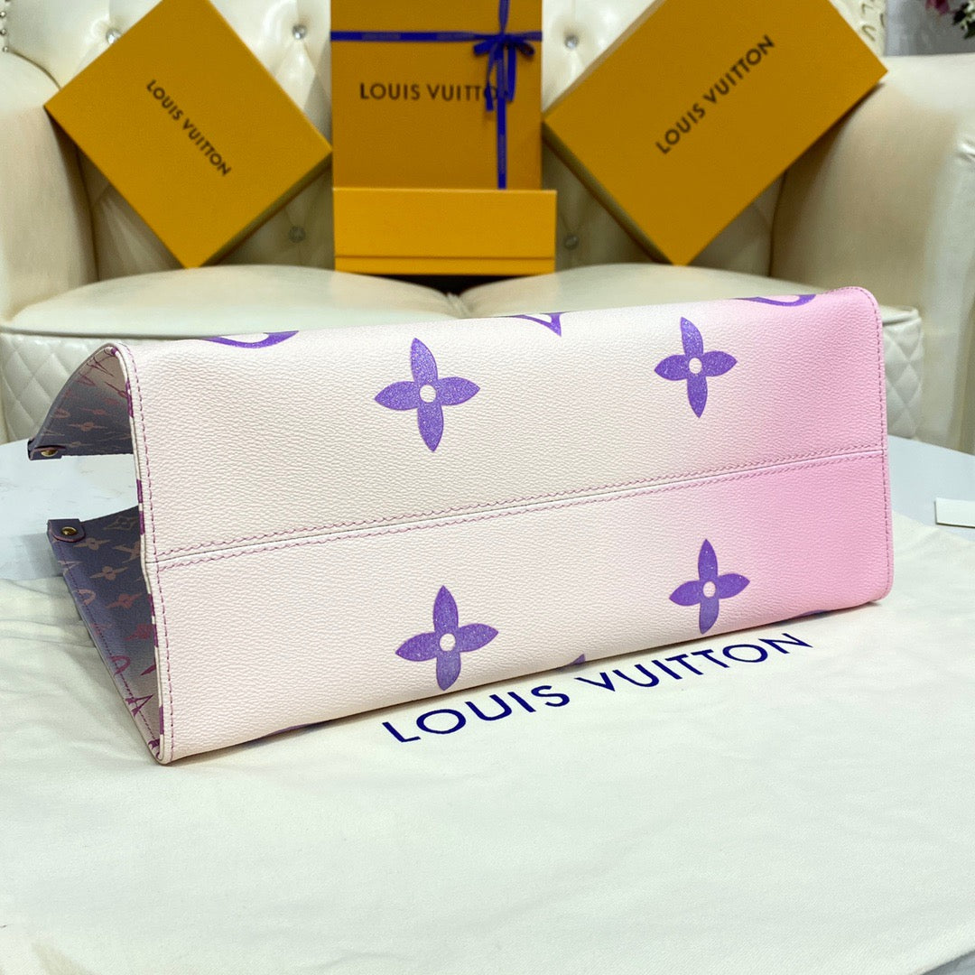 Louis Vuitton Onthego Handbags With Embossed Gradient Blue-pink