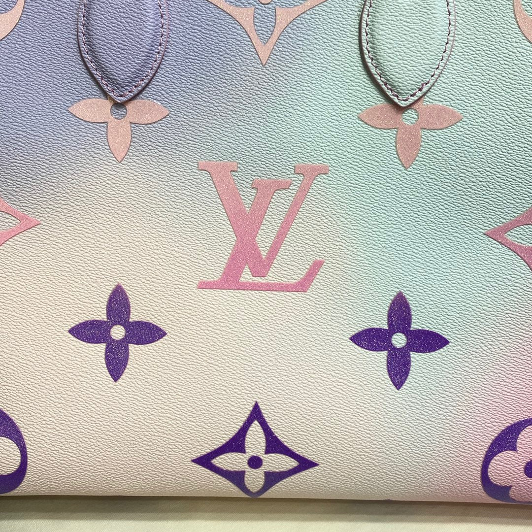 Louis Vuitton Onthego Handbags With Embossed Gradient Blue-pink