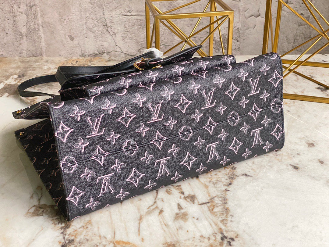 Louis Vuitton Onthego Handbags In Black With Pink Presbyopia