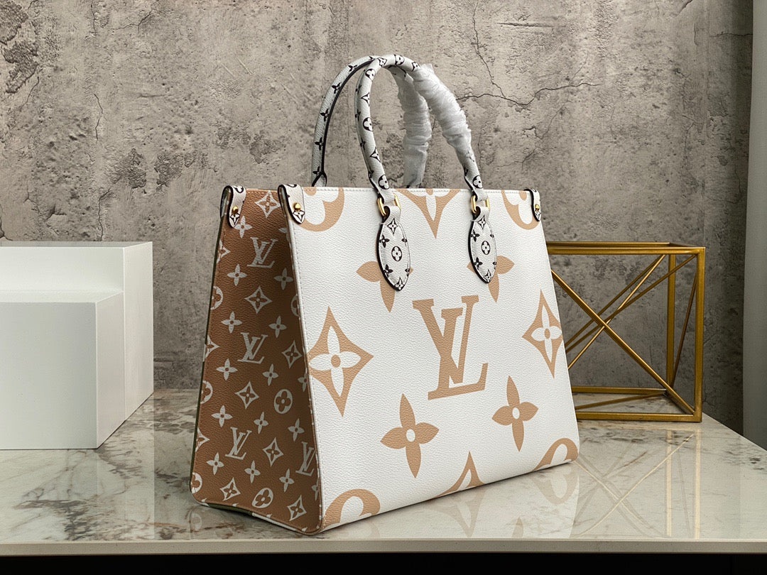 Louis Vuitton Onthego Handbags In Green And White Colorblock Embossed