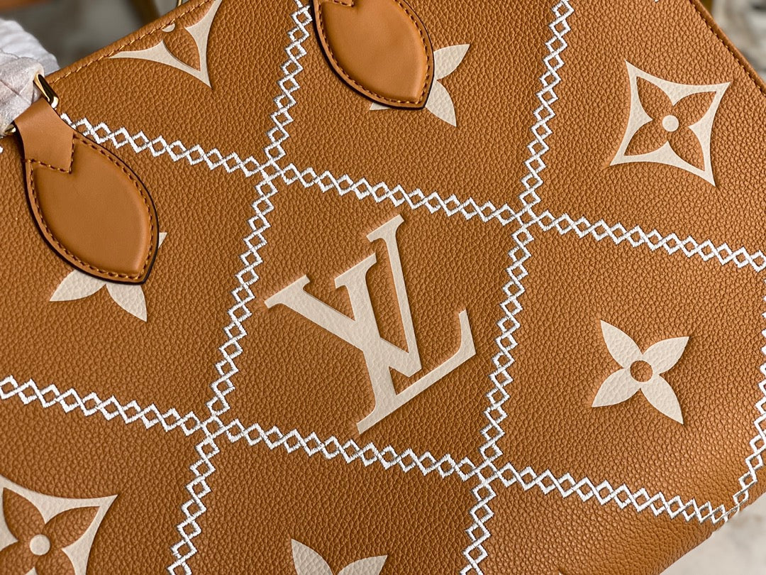 Louis Vuitton Onthego Handbags With Brown Embossed