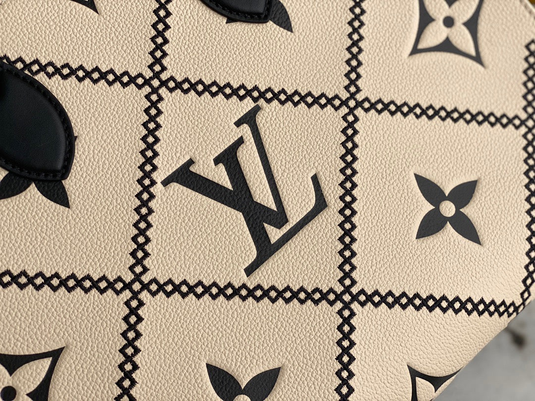 Louis Vuitton Onthego Handbags With Beige Embossed