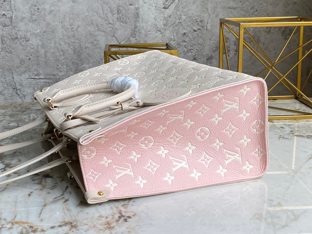 Louis Vuitton Onthego With Light Milkshake Pink Print Tote Bag