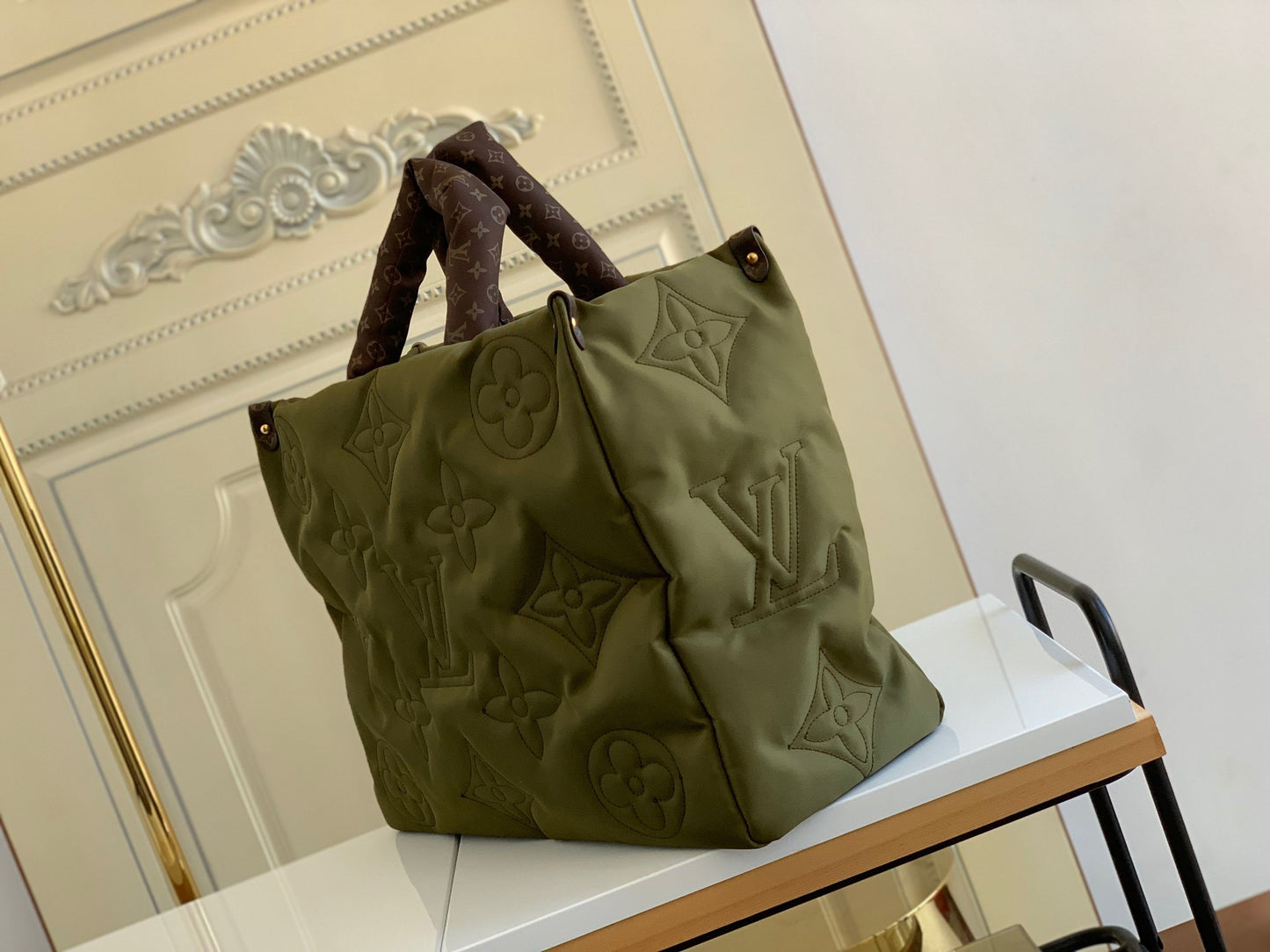 Louis Vuitton Onthego Handbags In Military Green Pillow Series