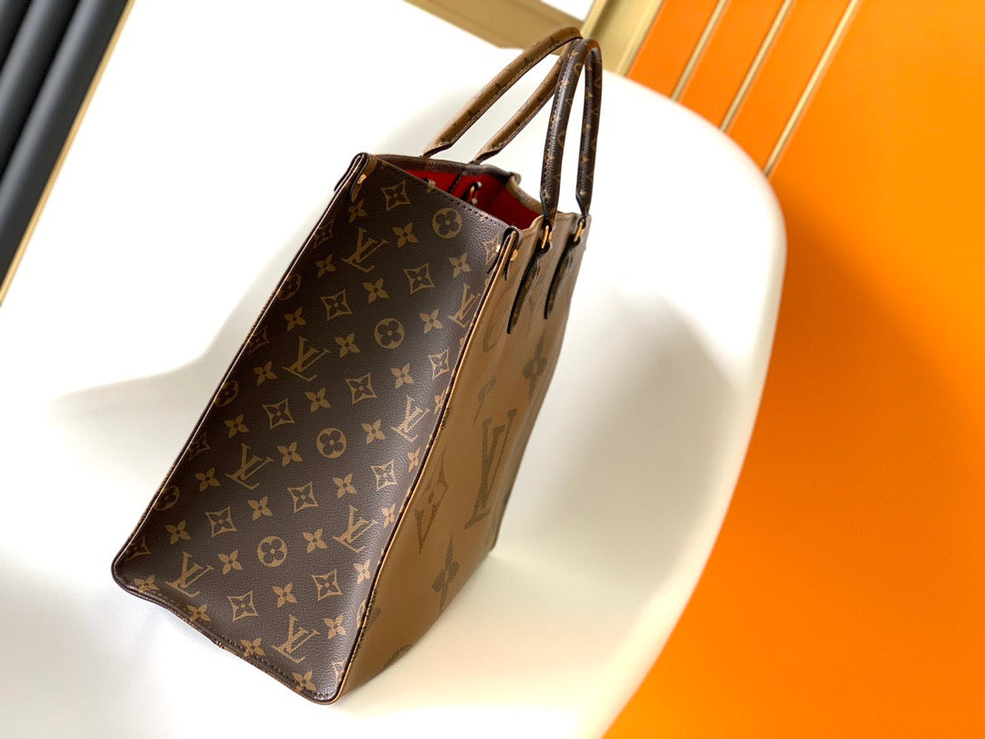 Louis Vuitton Onthego Handbags With Brown Embossed