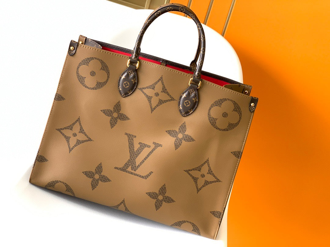 Louis Vuitton Onthego Handbags With Brown Embossed