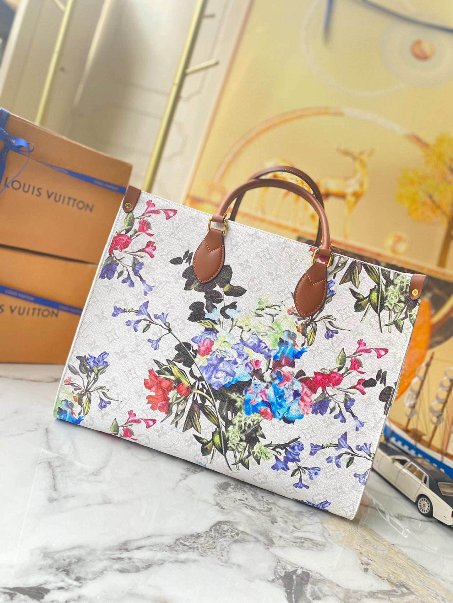 Louis Vuitton OnTheGo Tote Limited Edition Floral Monogram Canvas