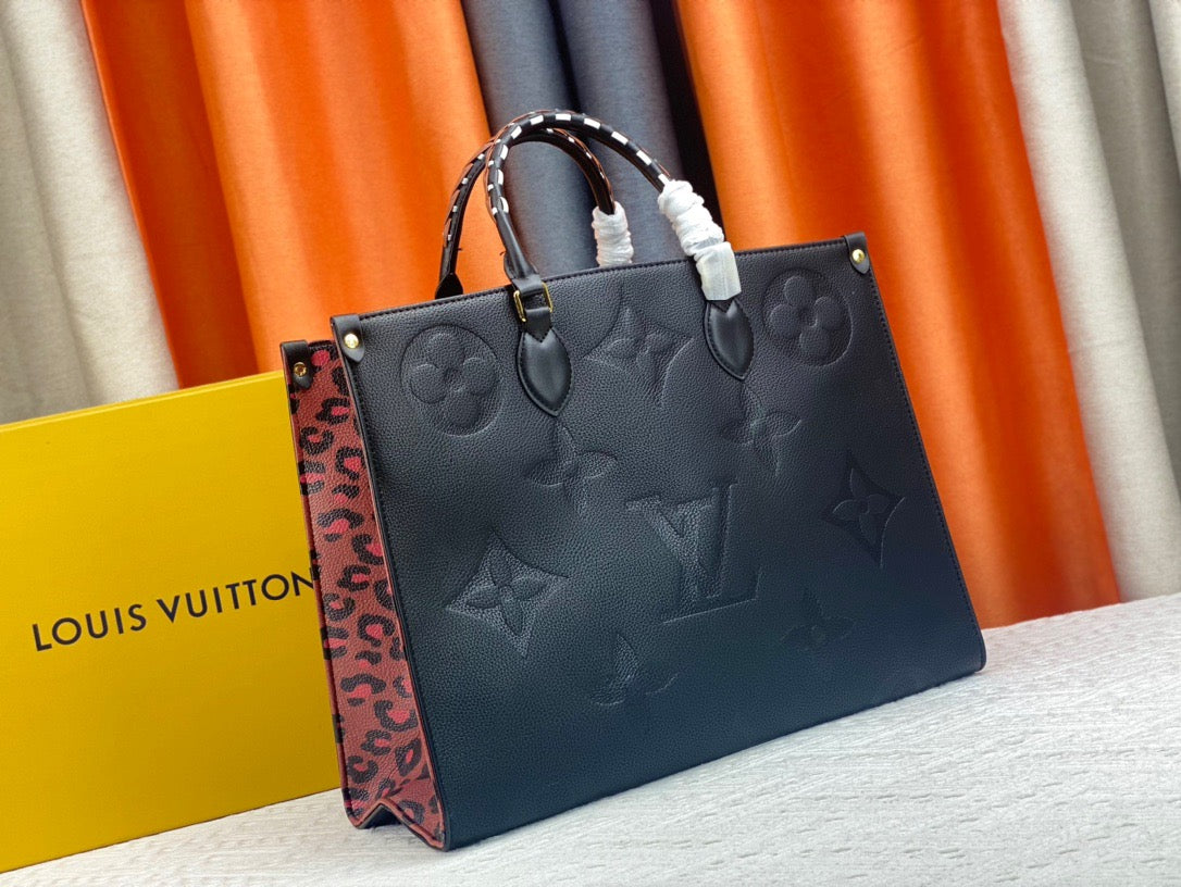 Louis Vuitton Onthego Handbags With Black Embossed