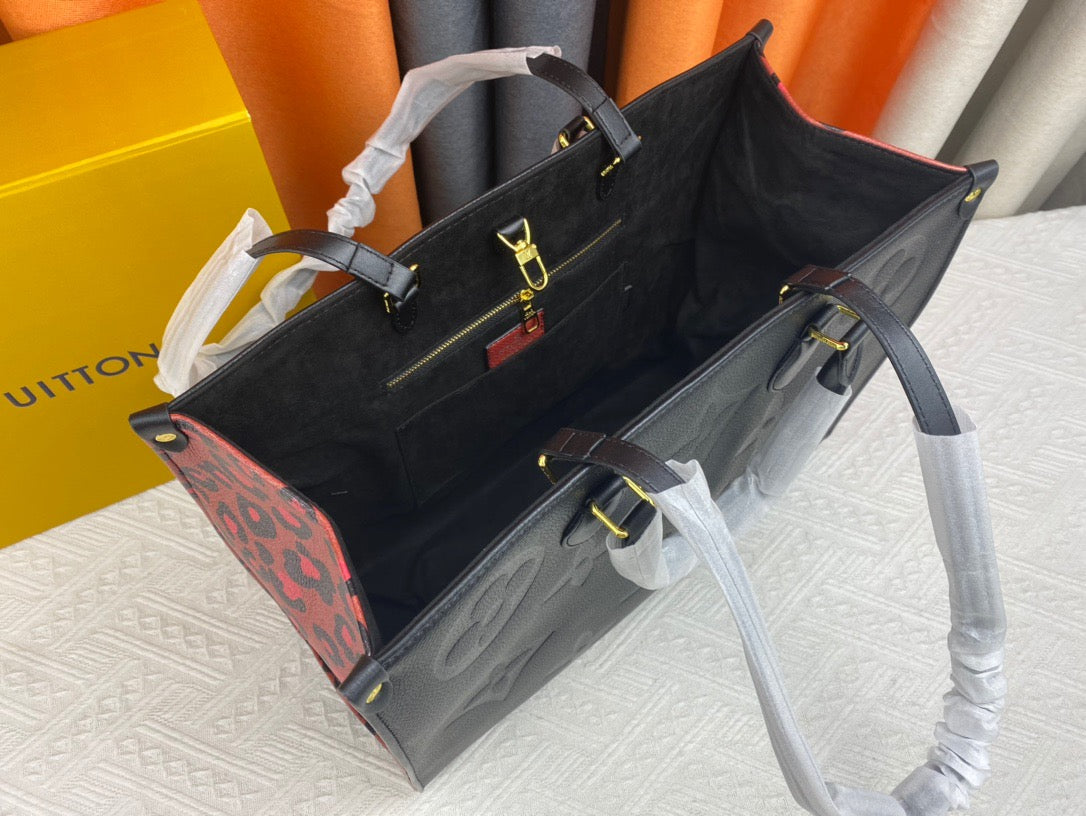 Louis Vuitton Onthego Handbags With Black Embossed