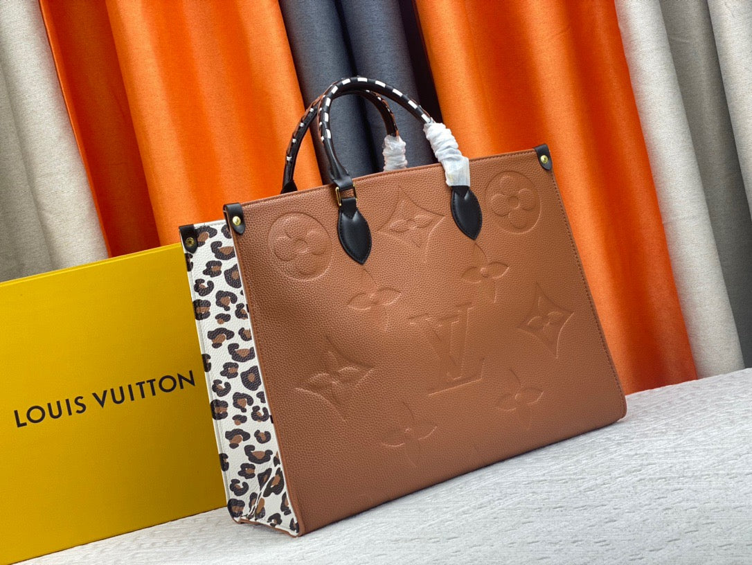 Louis Vuitton Onthego Handbags With Brown Leopard Print