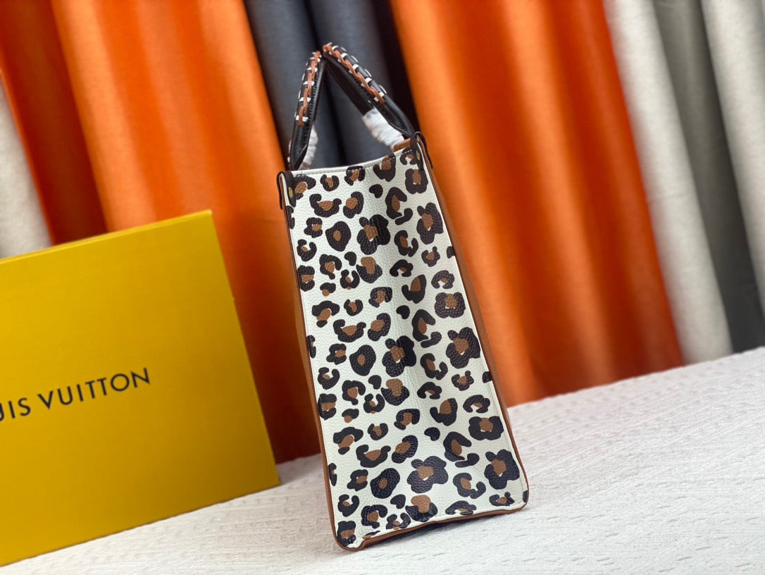 Louis Vuitton Onthego Handbags With Brown Leopard Print