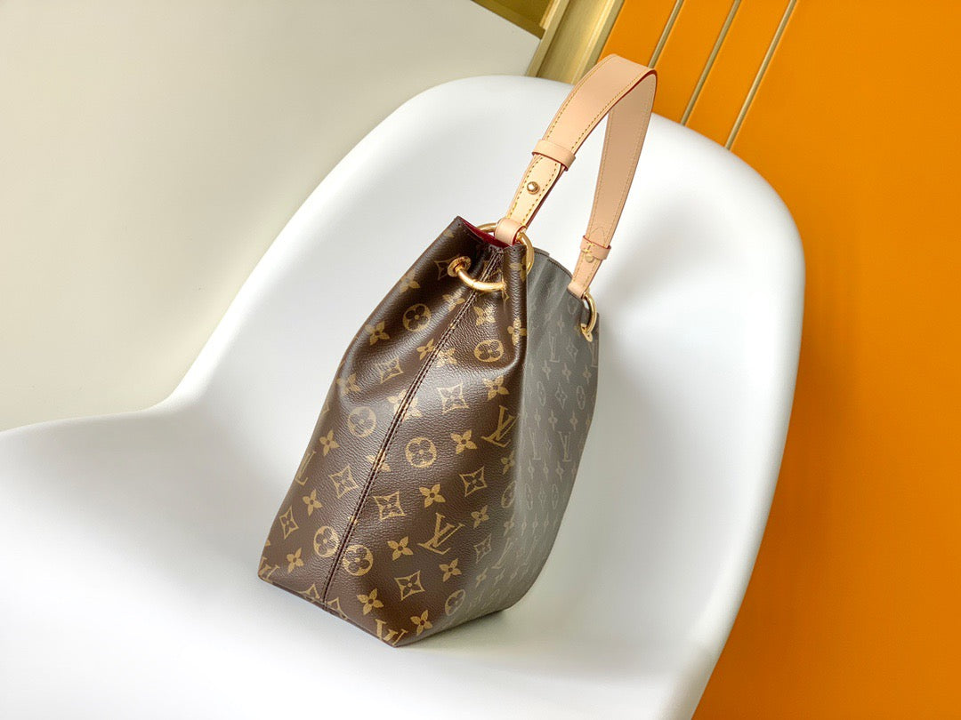 Louis Vuitton Graceful In Brown Old Presbyopia With Rose Red Lining