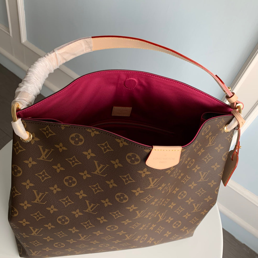 Louis Vuitton Graceful Monogram Canvas In Brown Retro With Red Lining