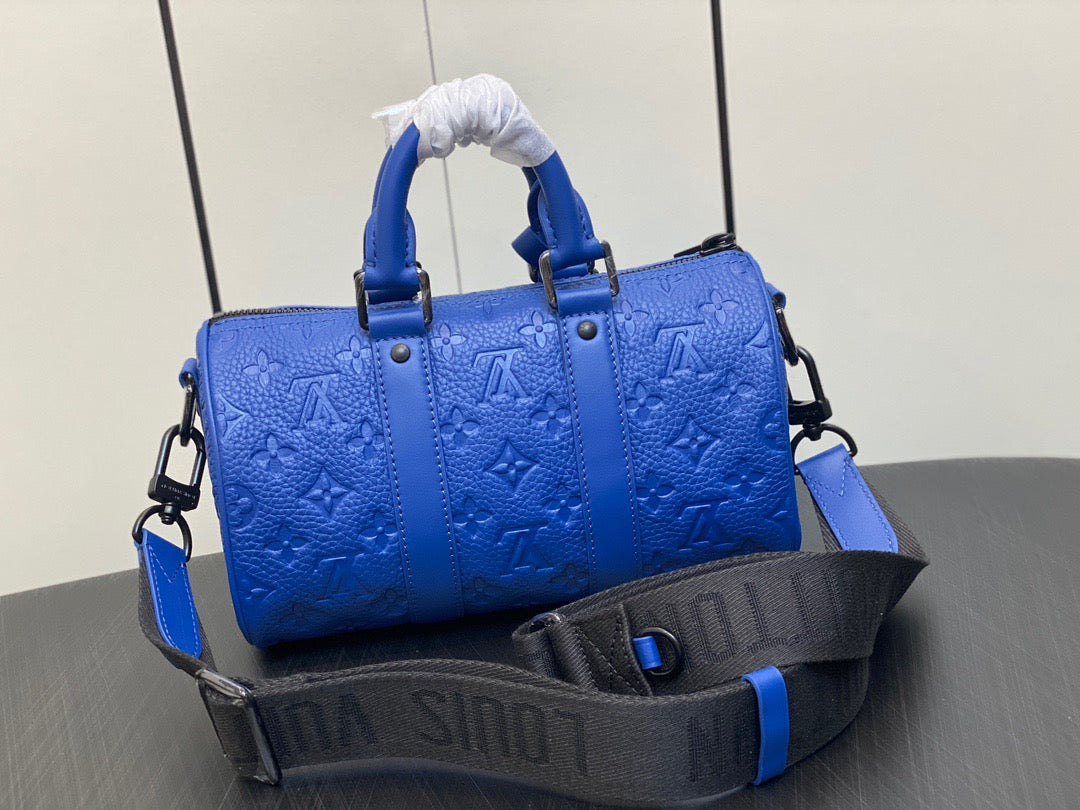 Louis Vuitton Keepall Bandouliere 25 Monogram Embossed Dark Blue