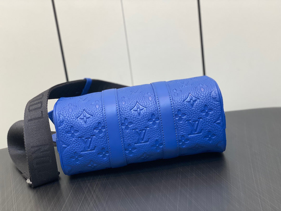 Louis Vuitton Keepall Bandouliere 25 Monogram Embossed Dark Blue