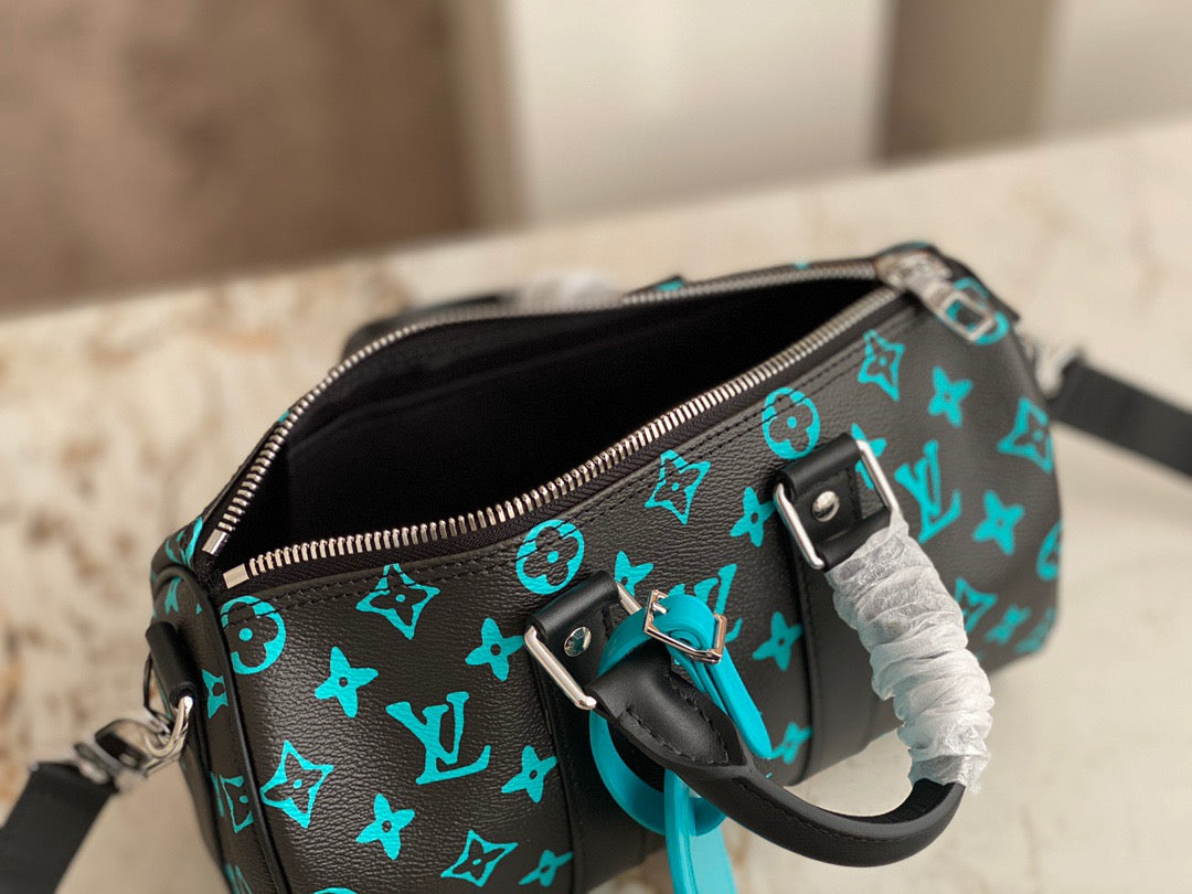 Louis Vuitton Keepall Bandouliere 25 Monogram Embossed Sky Blue