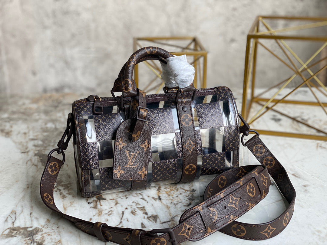 Louis Vuitton Keepall Bandouliere 25 Monogram Brown Presbyopic Checkerboard