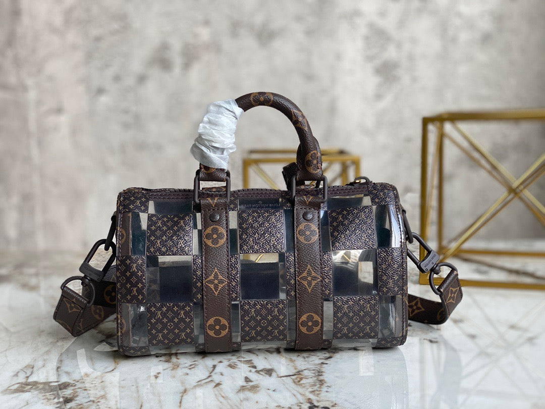 Louis Vuitton Keepall Bandouliere 25 Monogram Brown Presbyopic Checkerboard