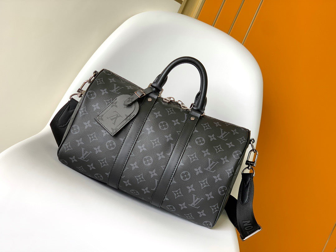 Louis Vuitton Keepall Bandouliere 35 Monogram Embossed Black