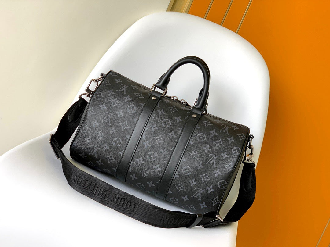 Louis Vuitton Keepall Bandouliere 35 Monogram Embossed Black